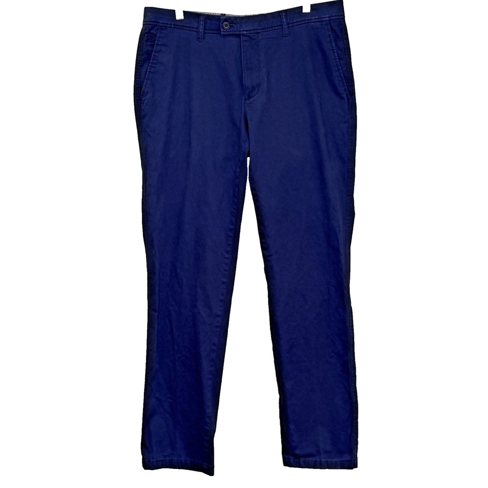 Brax Evans Chinos Pants Mens Sz 36x34 Dark Blue Straight Leg Flat Front Stretch
